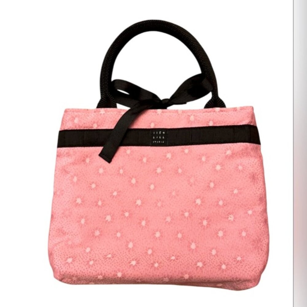 Lisa Lill Studio Floral Mini Tote Feminine Fabric Ribbon Pink Black
